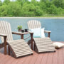 Comfo Back Adirondack Chair and Adirondack Footstool - Weatherwood on Chocolate Brown